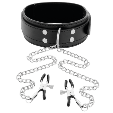 Collana bondage con morsetti regolabili e catena in argento